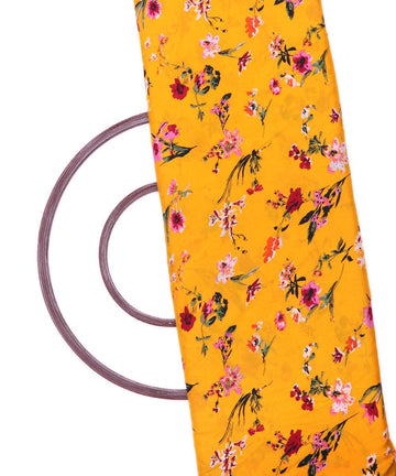 yellow floral pattern crepe fabric